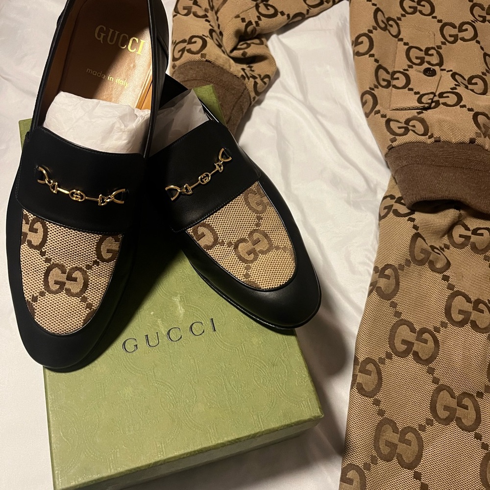 Gucci Men's Black and Brown Loafers